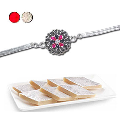 "Rakhi - SIL-6170 A (Single Rakhi), 250gms of Kaju Kathili - Click here to View more details about this Product